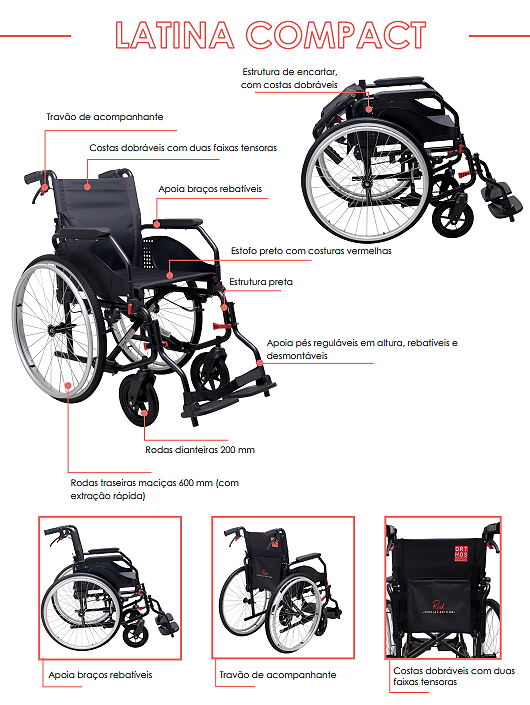 Cadeira de Rodas Latina Compact Red ST